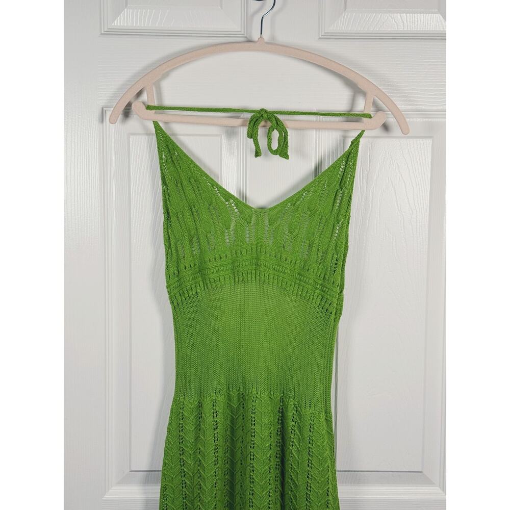 ALOHAS Womens Gabrielle Crochet Knit Maxi Dress M Green Resort Beach Vacation - Picture 5 of 11